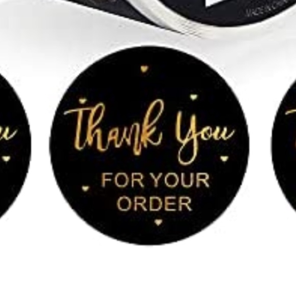 🎉50 Black with gold foil thank you for your order stickers  2 inch